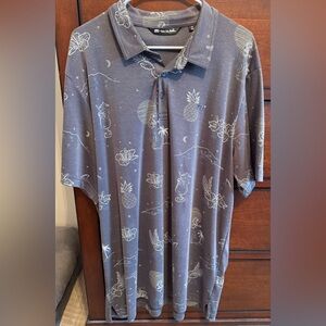 Travis Mathew Charcoal Polo with Tropical Design
